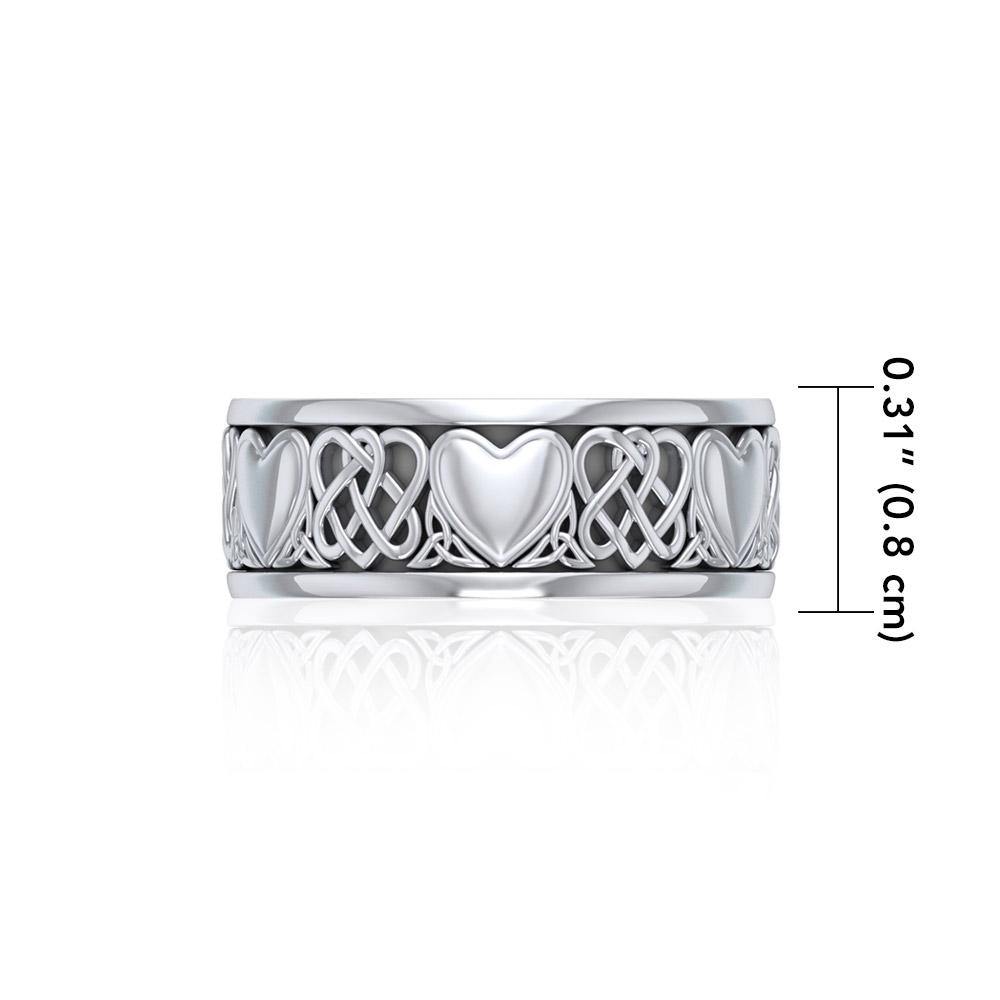Celtic Knotwork and Hearts Sterling Silver Ring TR3644