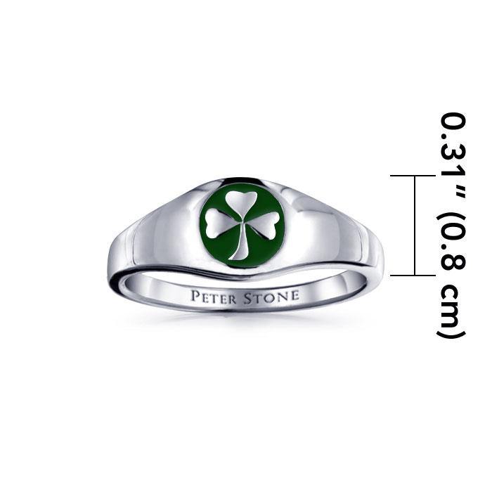 Shamrock Sterling Silver Ring with Green Enamel TR3686