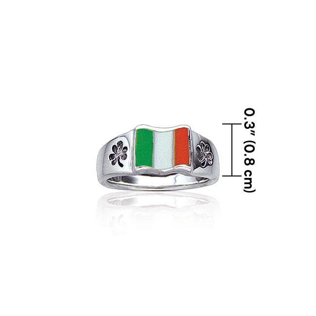 Irish Flag Celtic Shamrock Sterling Silver Ring TR3774