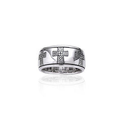 Celtic Knotwork Sterling Silver Cross Spinner Ring TR3779 | Ring | Wiccan Center