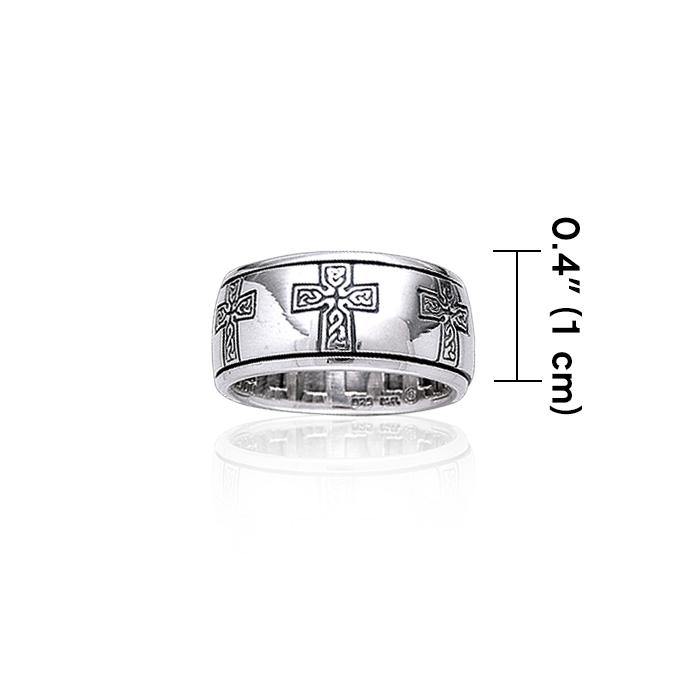 Celtic Knotwork Sterling Silver Cross Spinner Ring TR3779