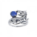 Dragon Holding Gem Sterling Silver Ring TR3808