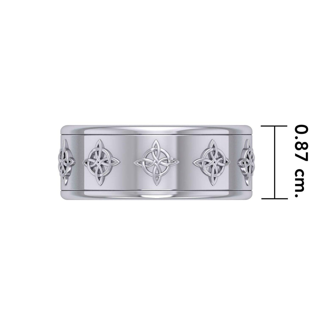 Celtic Quaternary Knot Silver Spinner Ring TR3812