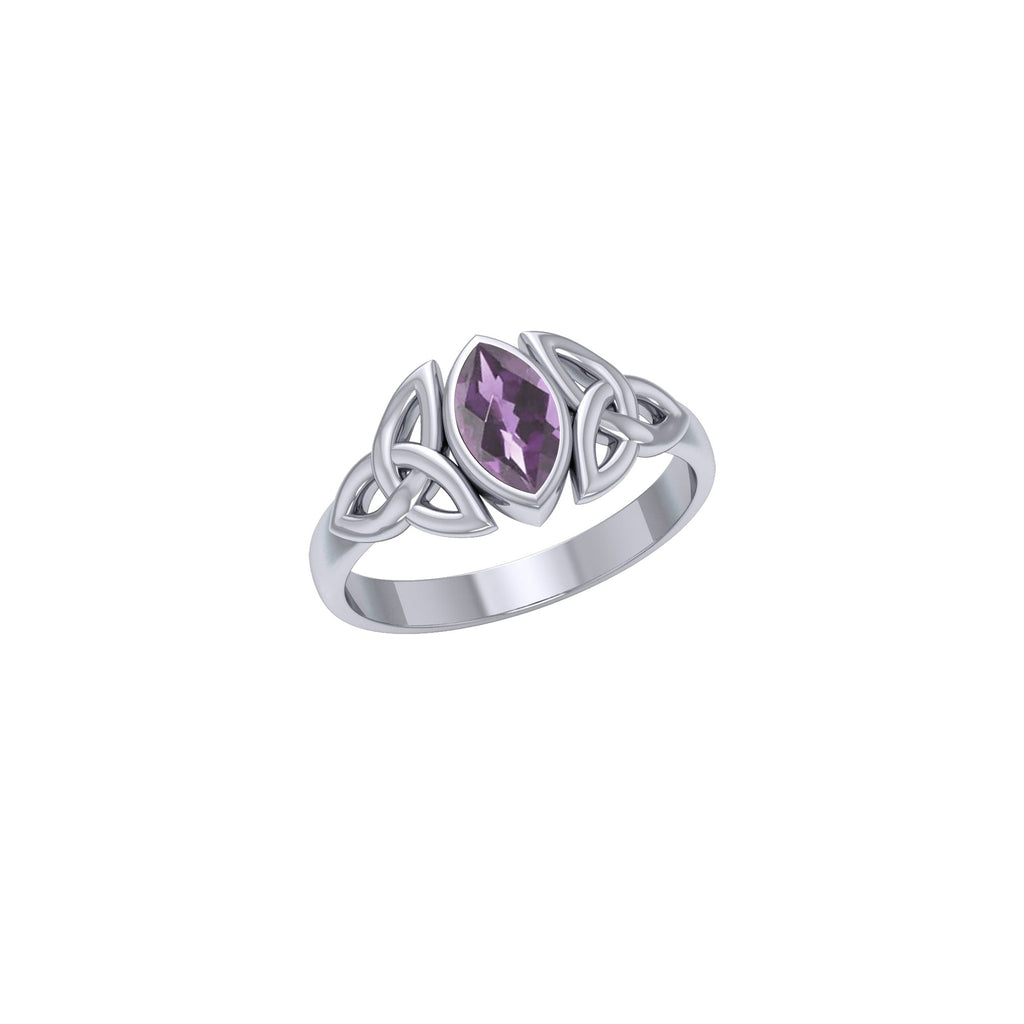 Celtic Knotwork Sterling Silver Ring with Gemstone TR556