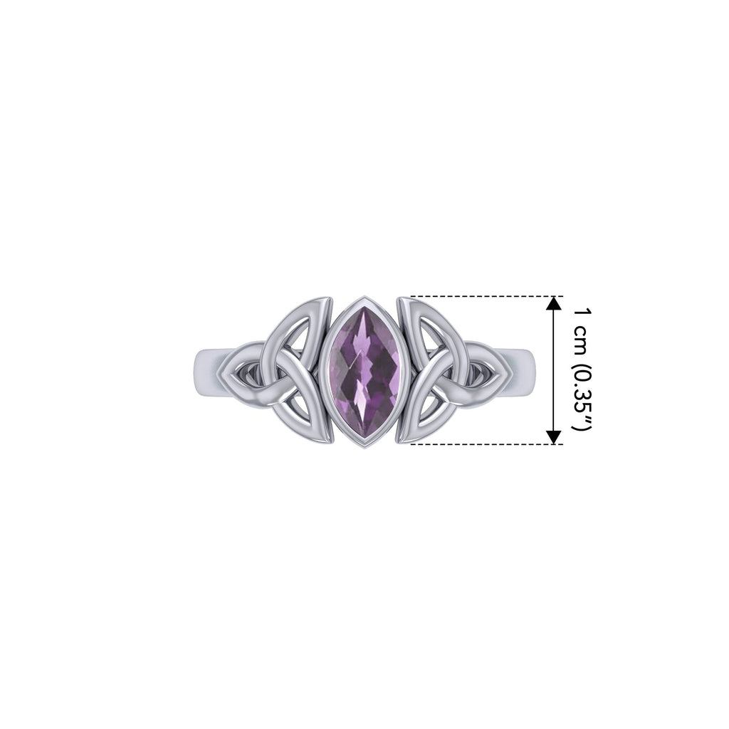 Celtic Knotwork Sterling Silver Ring with Gemstone TR556