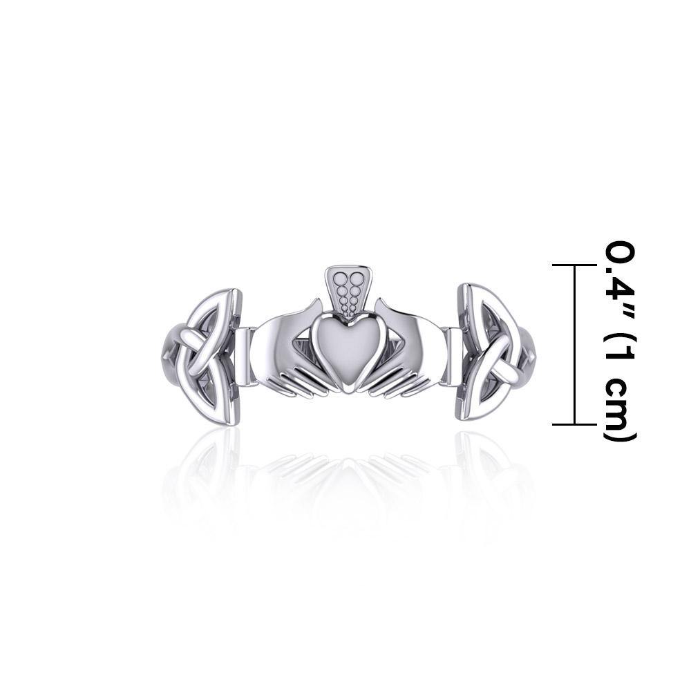 Irish Claddagh and Celtic Knotwork Sterling Silver Ring TR557