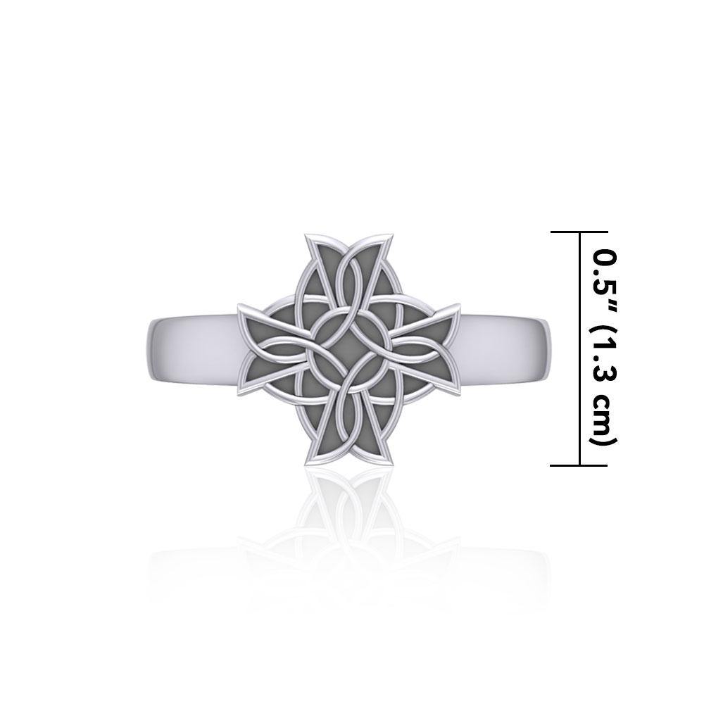 Celtic Knot Cross Sterling Silver Ring TR620