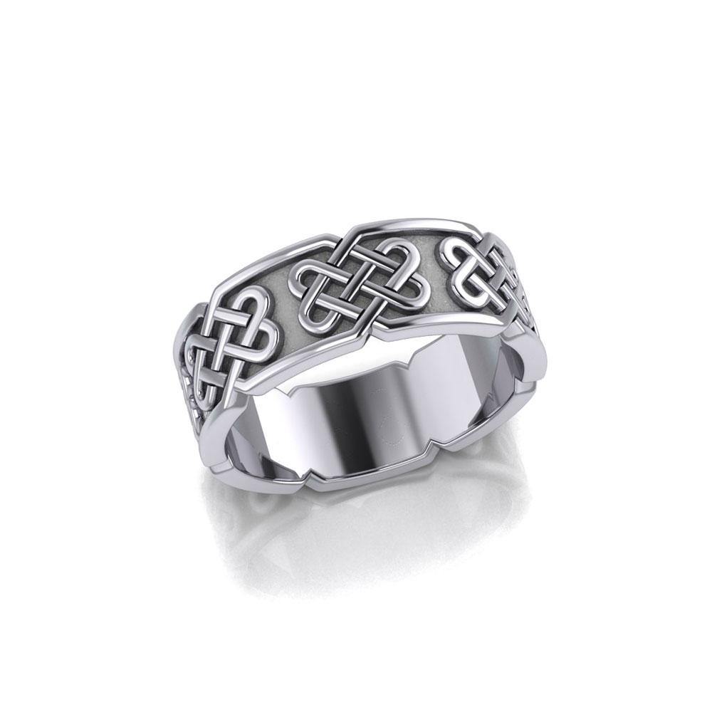 A powerful message of endless interconnection ~ Celtic Knotwork Sterling Silver Ring TR628