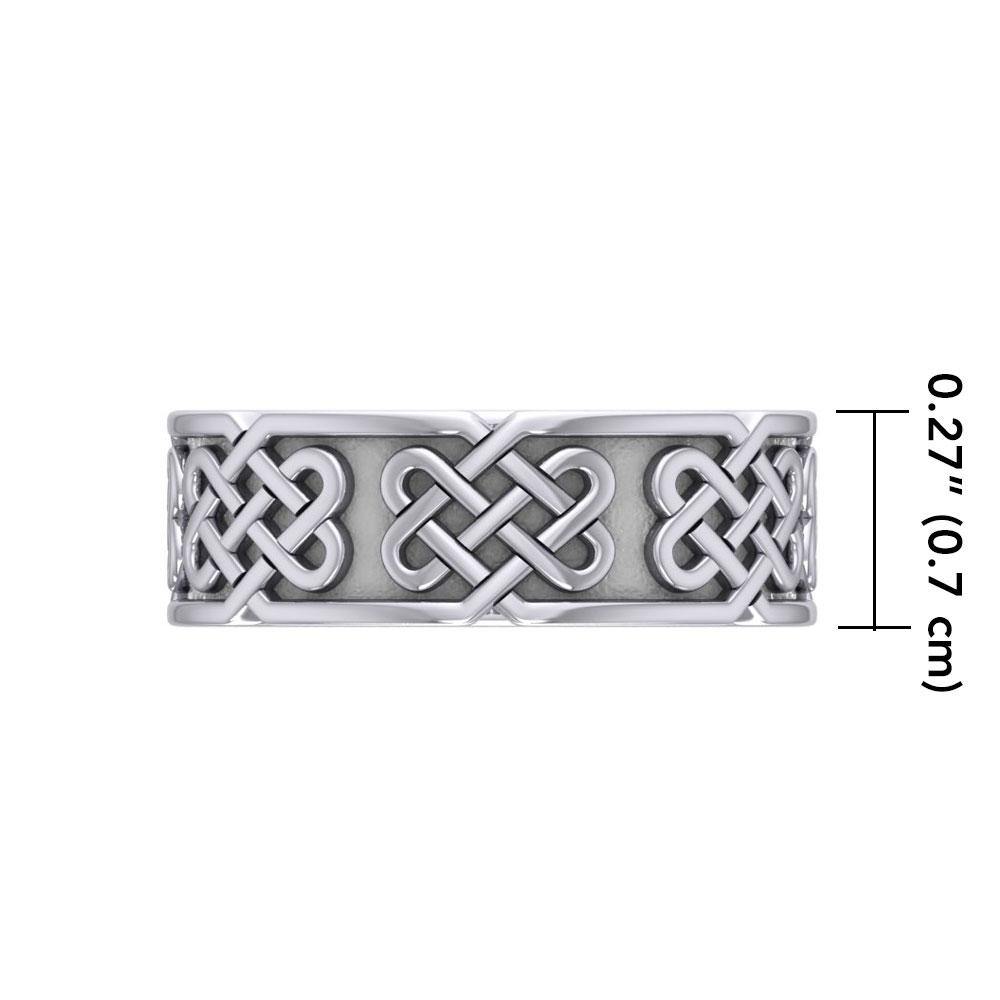 A powerful message of endless interconnection ~ Celtic Knotwork Sterling Silver Ring TR628