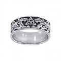 Celtic Dragons Trinity Knot Sterling Silver Ring TR842