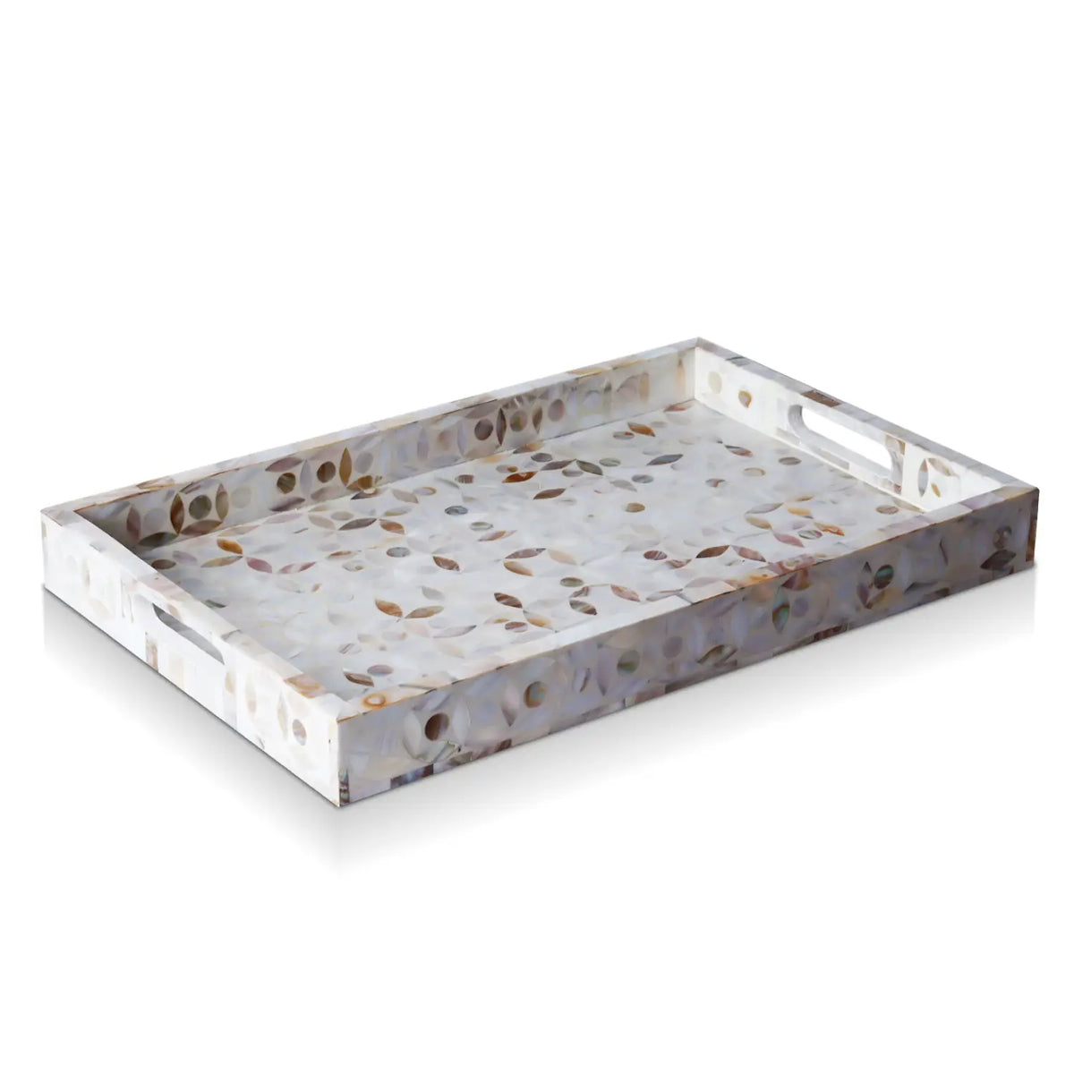 Decorative Tray Discovery Jewel Grande Pattern Mother of Pearl, White, 11" x 17" & 12" x 12" | Decorative Tray | Wiccan Center