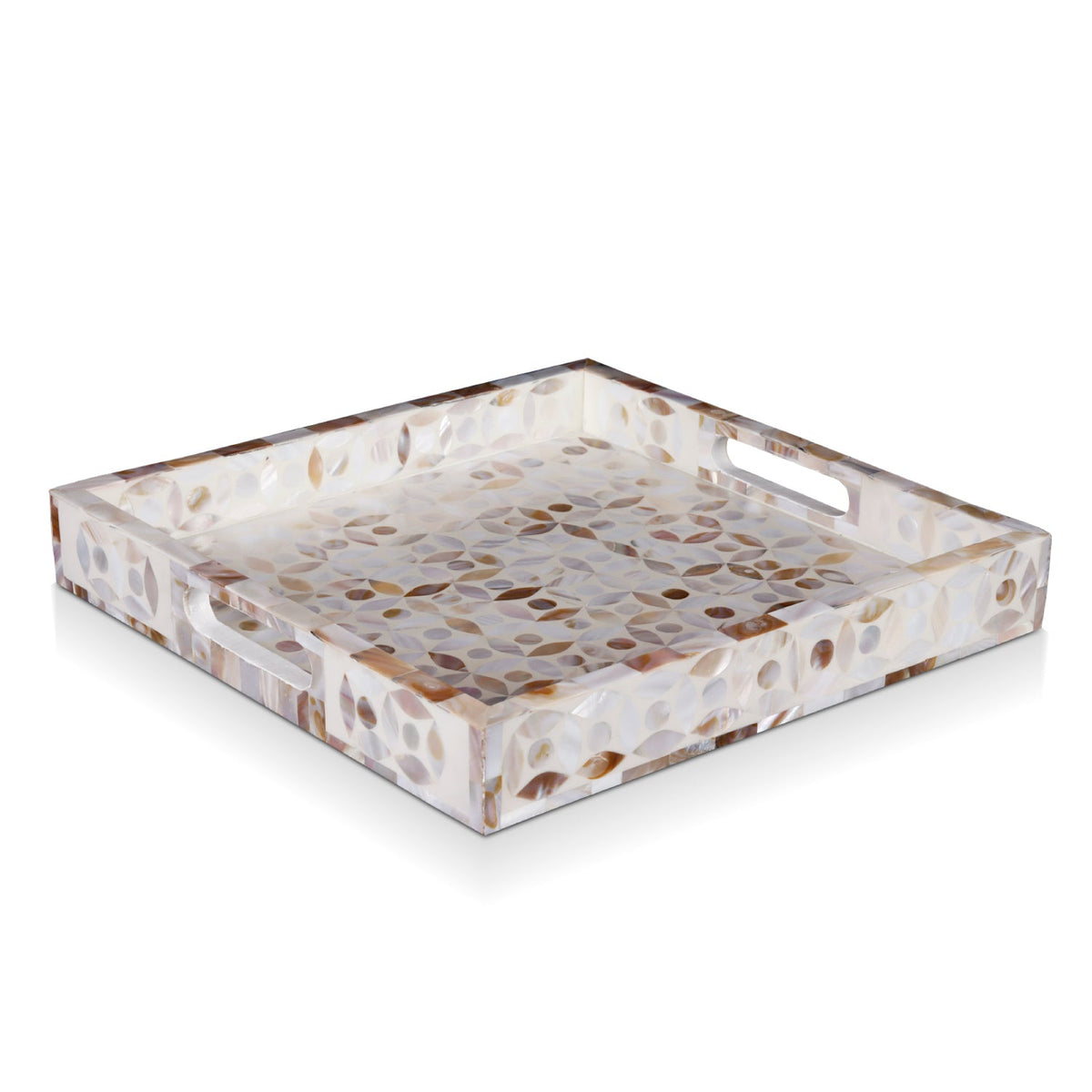 Decorative Tray Discovery Jewel Grande Pattern Mother of Pearl, White, 11" x 17" & 12" x 12" | Decorative Tray | Wiccan Center