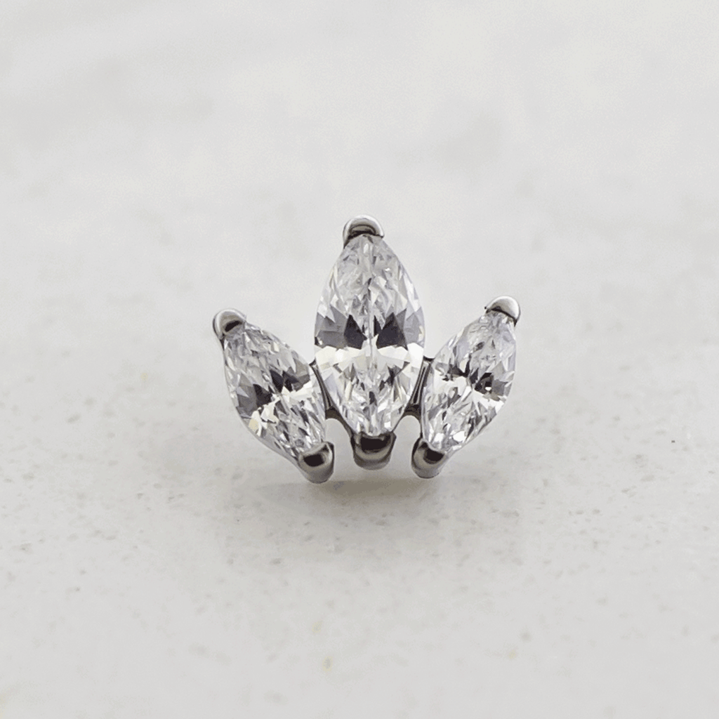 16G/18G Steel Internally Threaded End- Triple Marquise | Body Jewelry | Wiccan Center