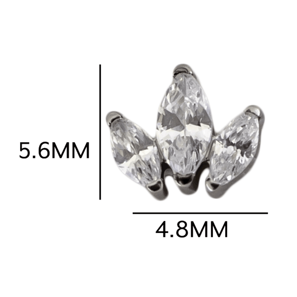 16G/18G Steel Internally Threaded End- Triple Marquise | Body Jewelry | Wiccan Center