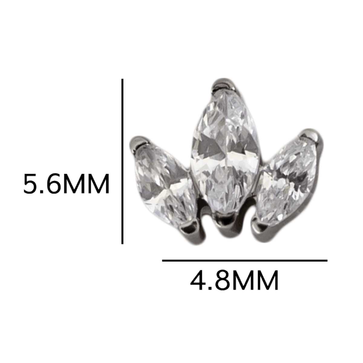 16G/18G Steel Internally Threaded End- Triple Marquise | Body Jewelry | Wiccan Center