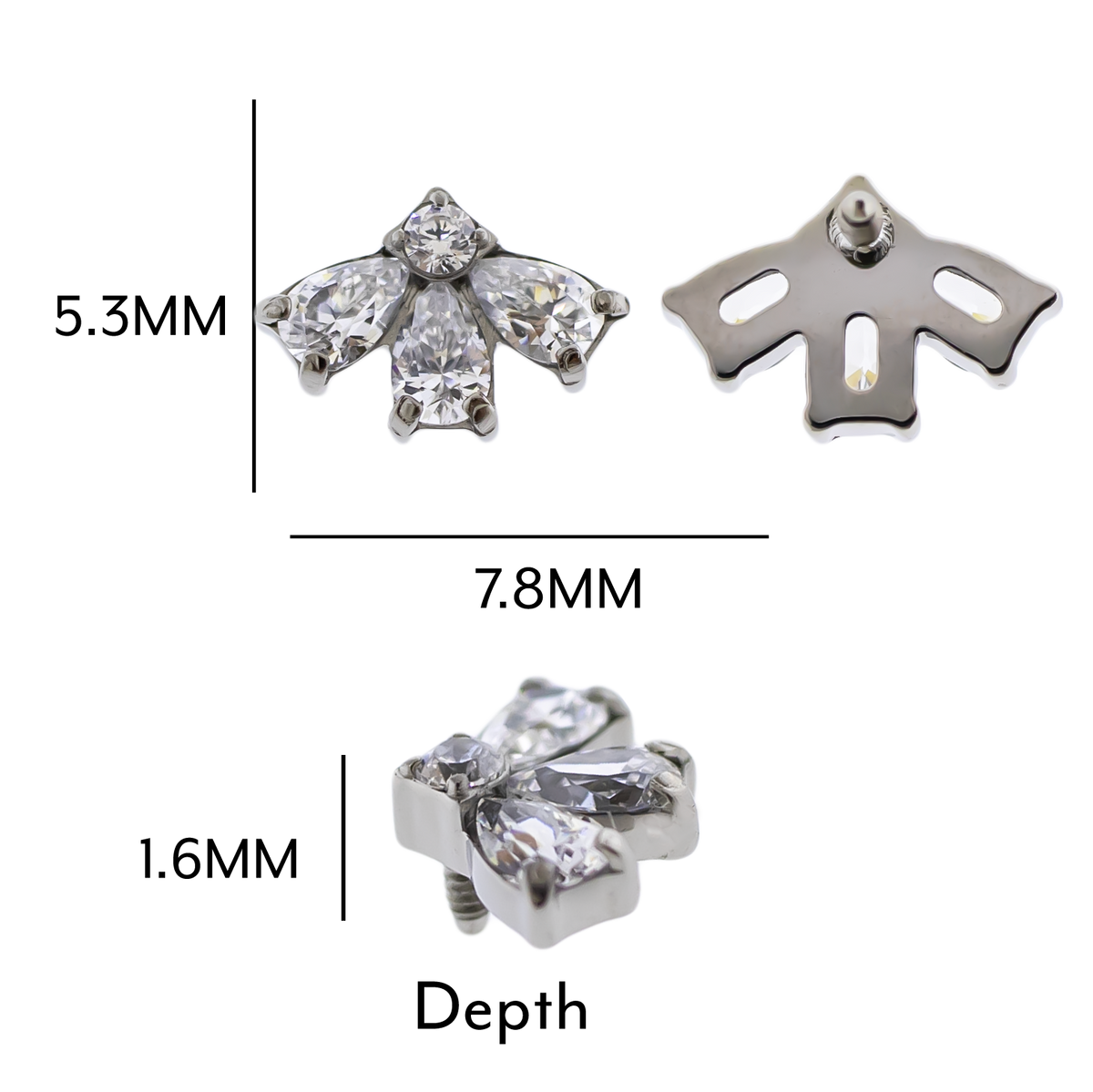 16G/18G Steel Internally Threaded End- Pear & Round Cluster | Body Jewelry | Wiccan Center