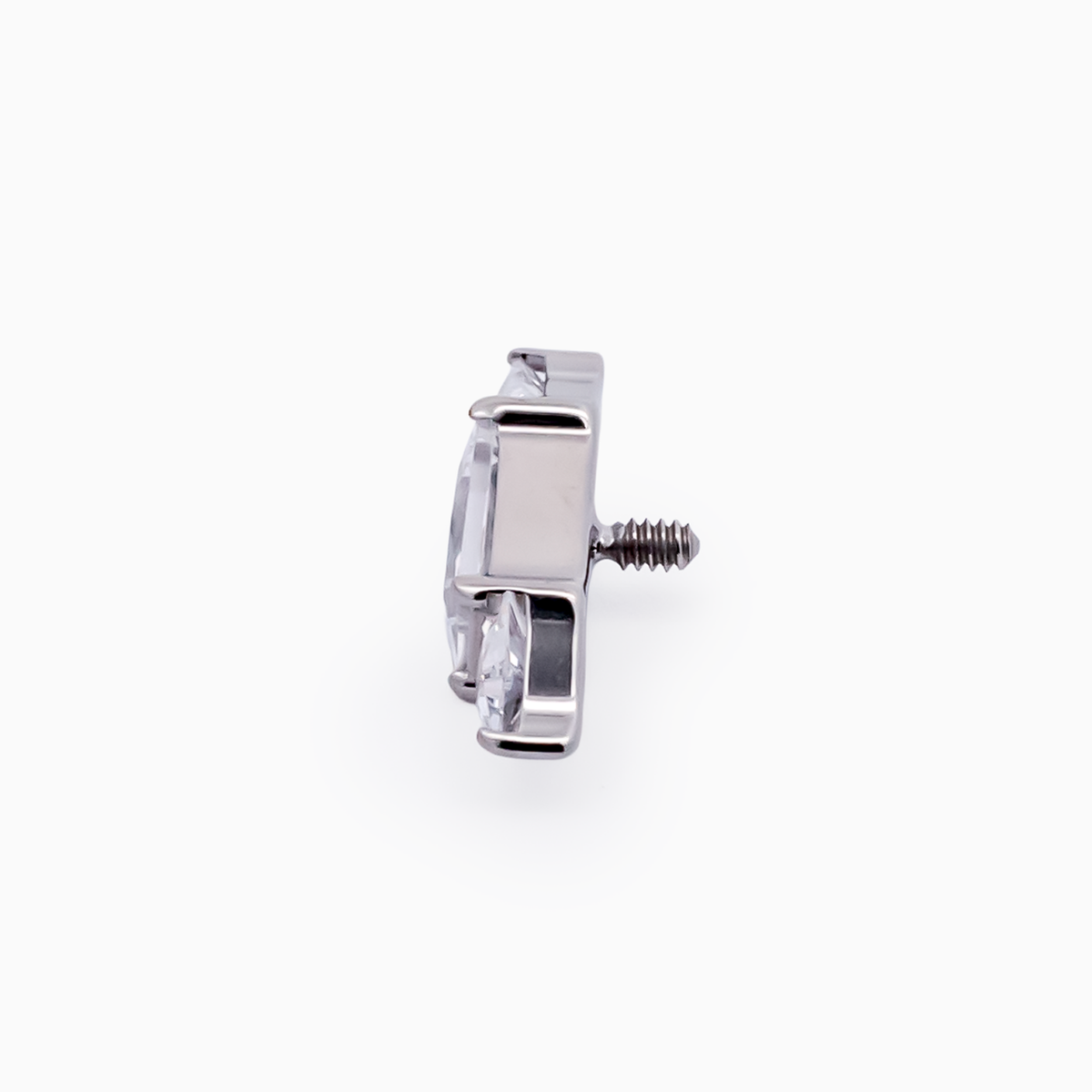 Steel Internally Threaded 2 Trillion & Baguette CZ End – 16G | Body Jewelry | Wiccan Center