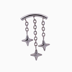 Steel Internally Threaded Hidden Helix End w/ Triple Star Dangle – 16G | Body Jewelry | Wiccan Center