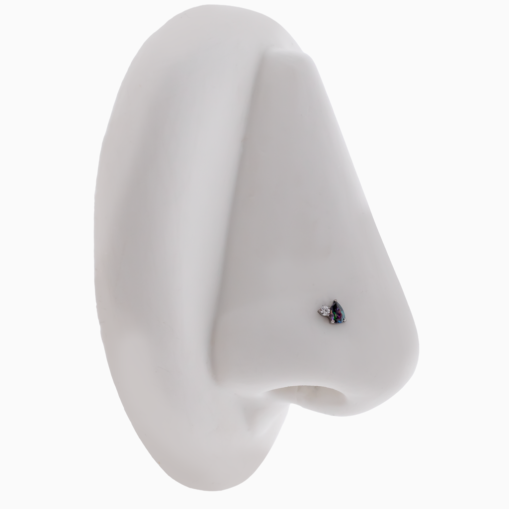Steel Internally Threaded Pear & Round CZ End | Body Jewelry | Wiccan Center