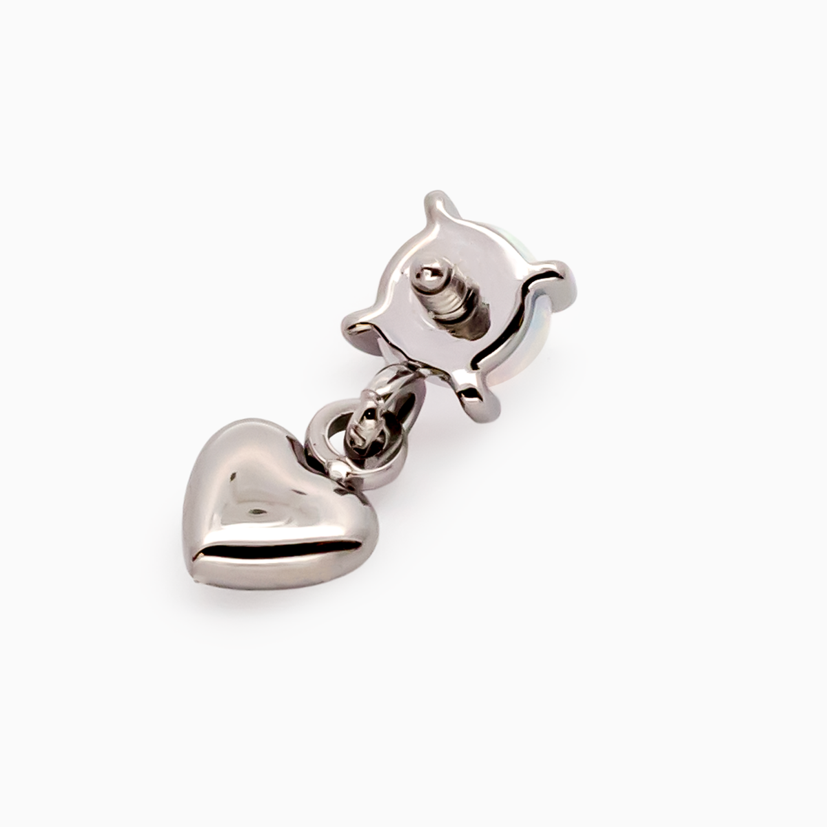 Steel Internally Threaded End - Round Gem w/ Heart Dangle -16G | Body Jewelry | Wiccan Center