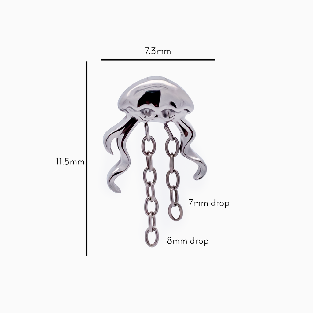 Steel Internally Threaded Jellyfish Chain End - 16G | Body Jewelry | Wiccan Center