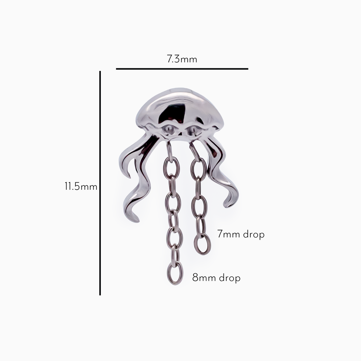 Steel Internally Threaded Jellyfish Chain End - 16G | Body Jewelry | Wiccan Center