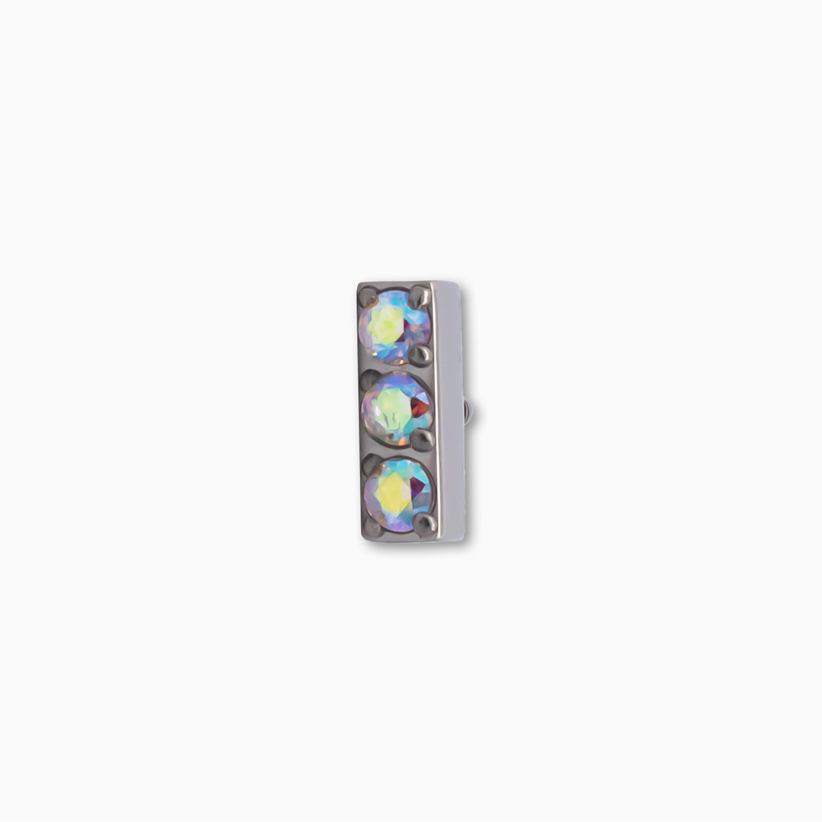Steel Internally Threaded Bar End with 3 Zirconia Gems | Body Jewelry | Wiccan Center