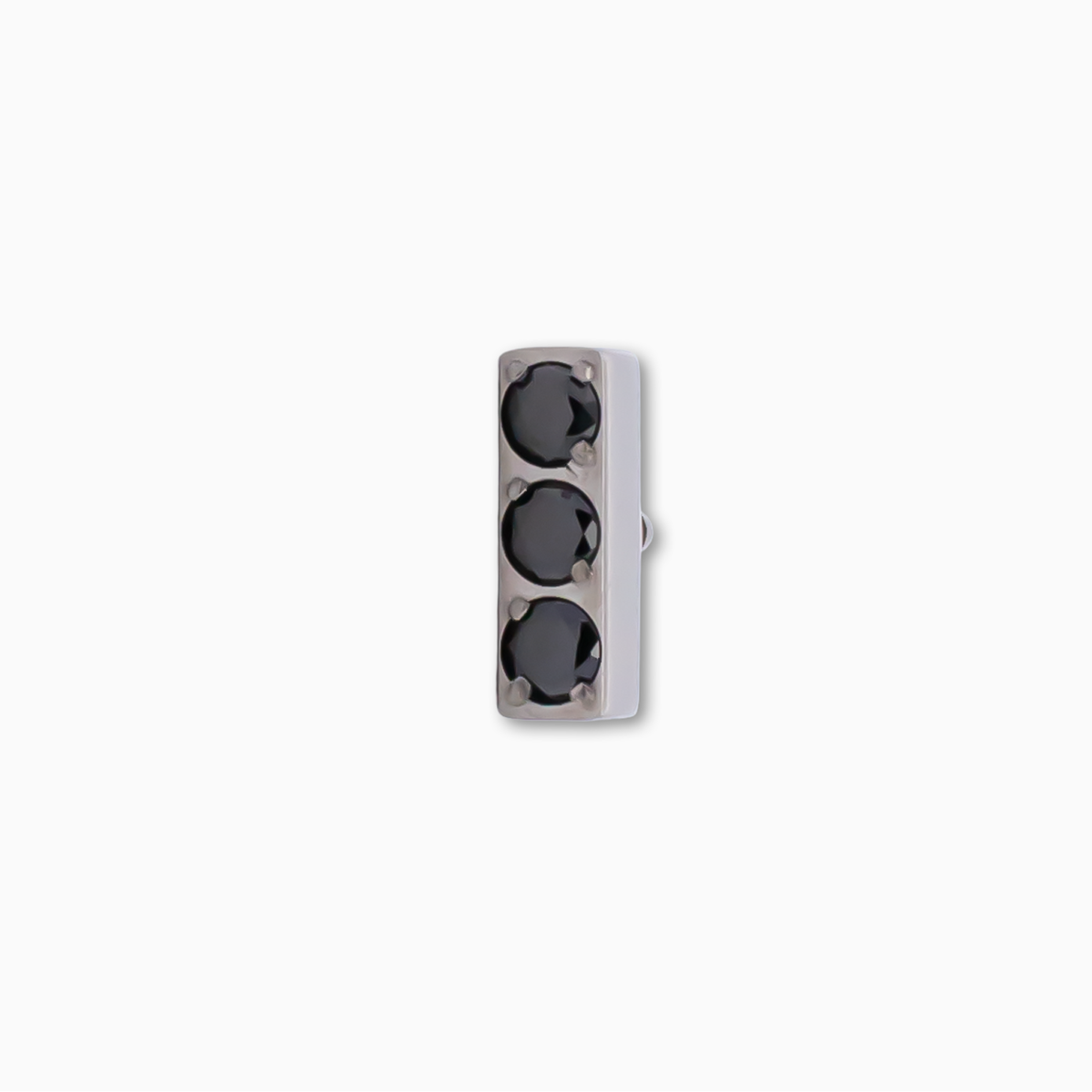 Steel Internally Threaded Bar End with 3 Zirconia Gems | Body Jewelry | Wiccan Center