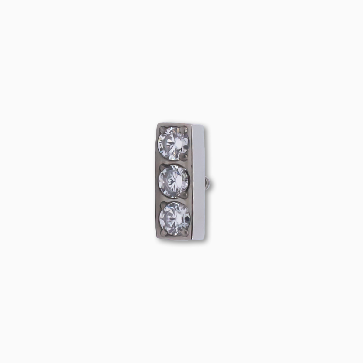 Steel Internally Threaded Bar End with 3 Zirconia Gems | Body Jewelry | Wiccan Center