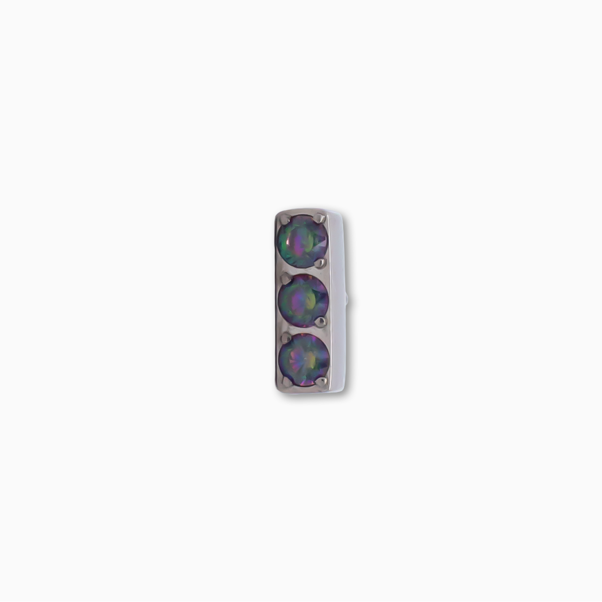 Steel Internally Threaded Bar End with 3 Zirconia Gems | Body Jewelry | Wiccan Center