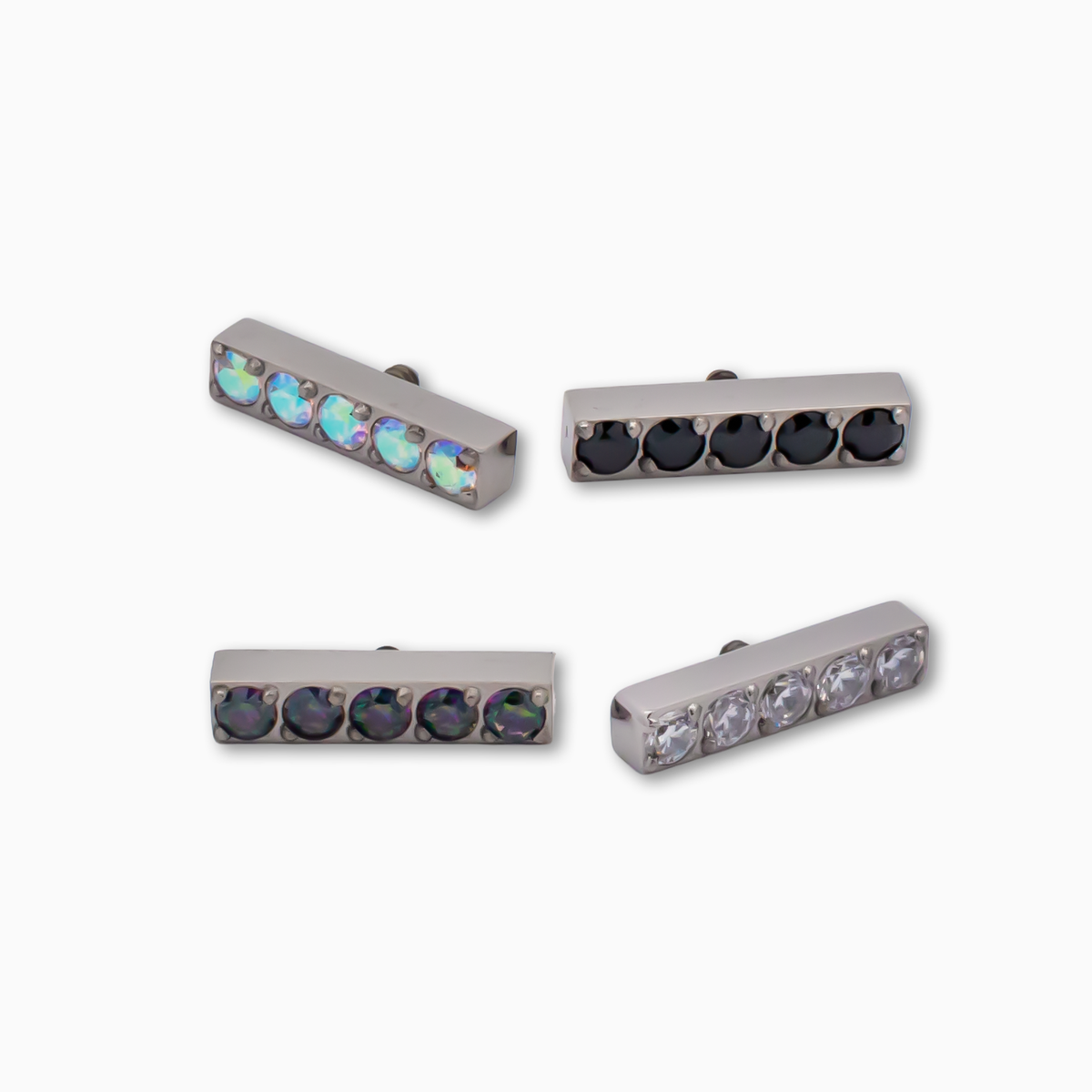 Steel Internally Threaded Bar End with 5 CZ | Body Jewelry | Wiccan Center