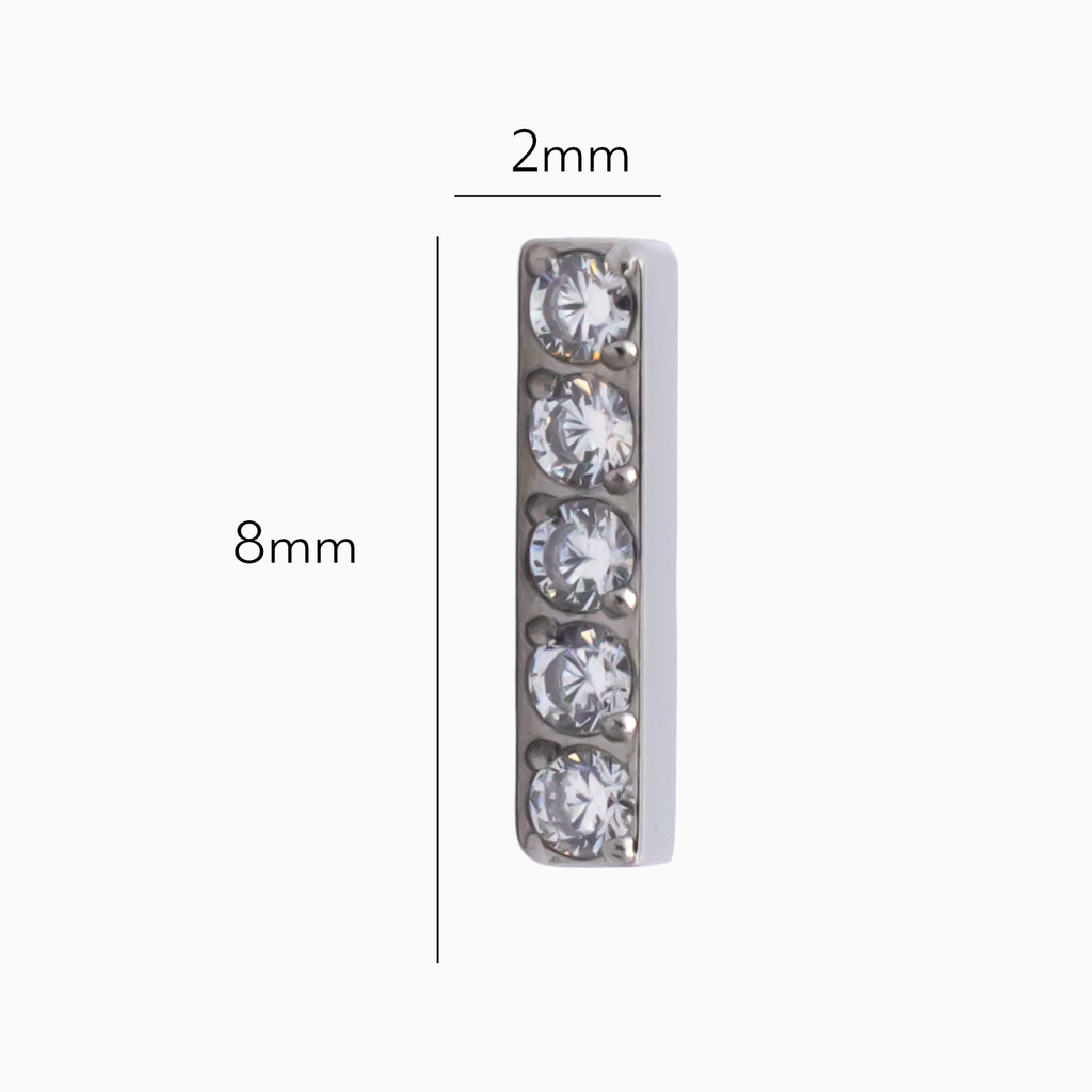 Steel Internally Threaded Bar End with 5 CZ | Body Jewelry | Wiccan Center