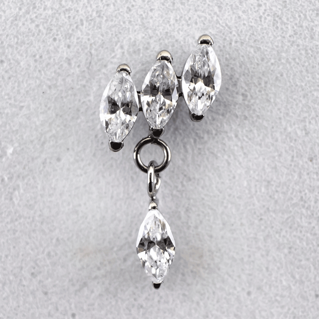 16G/18G Steel Internally Threaded End- Triple Marquise Dangle | Body Jewelry | Wiccan Center