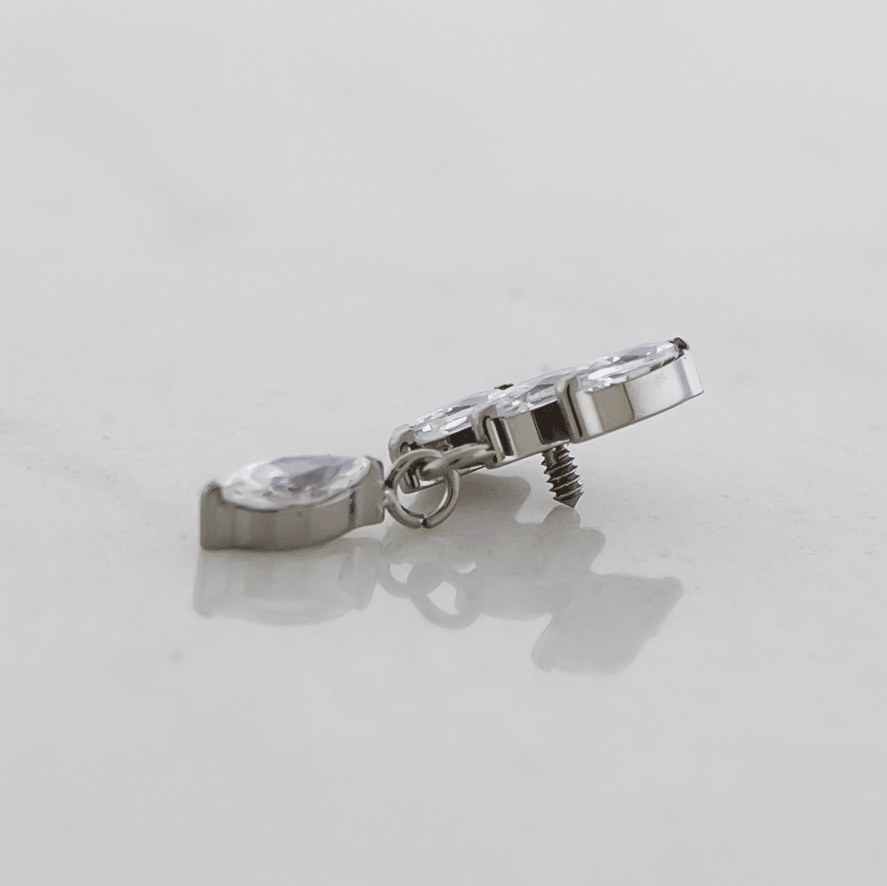 16G/18G Steel Internally Threaded End- Triple Marquise Dangle | Body Jewelry | Wiccan Center