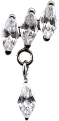 16G/18G Steel Internally Threaded End- Triple Marquise Dangle | Body Jewelry | Wiccan Center
