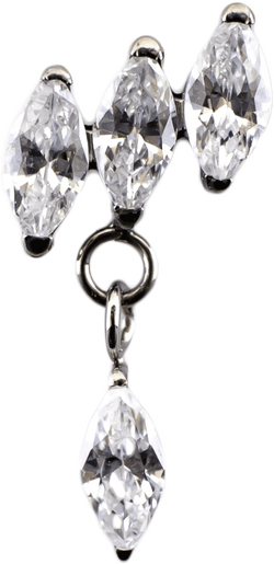 16G/18G Steel Internally Threaded End- Triple Marquise Dangle | Body Jewelry | Wiccan Center