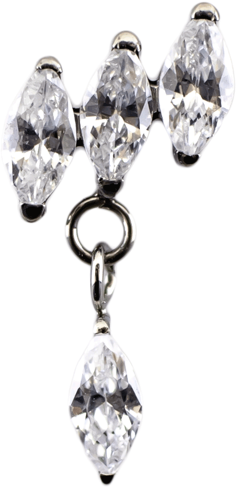 16G/18G Steel Internally Threaded End- Triple Marquise Dangle | Body Jewelry | Wiccan Center