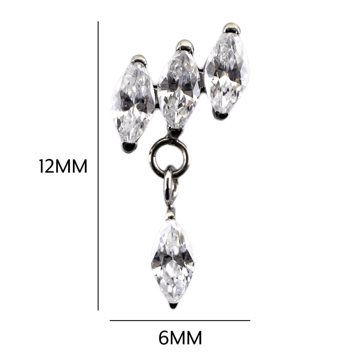 16G/18G Steel Internally Threaded End- Triple Marquise Dangle | Body Jewelry | Wiccan Center