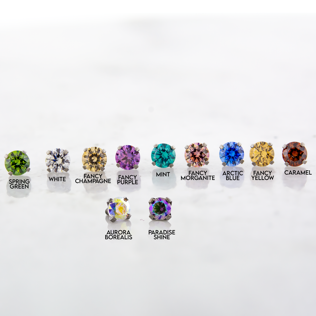 Steel 16G/18G Prong Set Round Premium Zirconia (Internal) | Body Jewelry | Wiccan Center