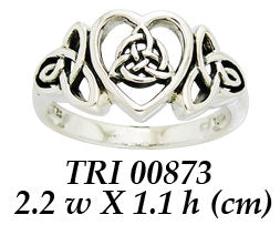 Celtic Knotwork Trinity Heart Sterling Silver Ring TRI873