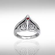 Celtic Knot Whale Tail Gemstone Silver Ring TRI040 | Ring | Wiccan Center