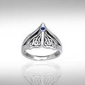 Celtic Knot Whale Tail Gemstone Silver Ring TRI040