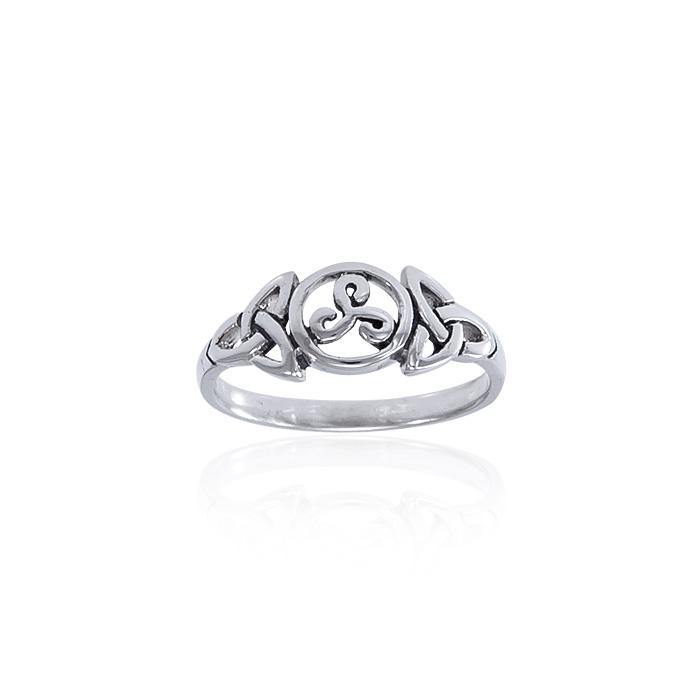 Celtic Trinity Triquetra Triple Spiral Sterling Silver Ring TRI067