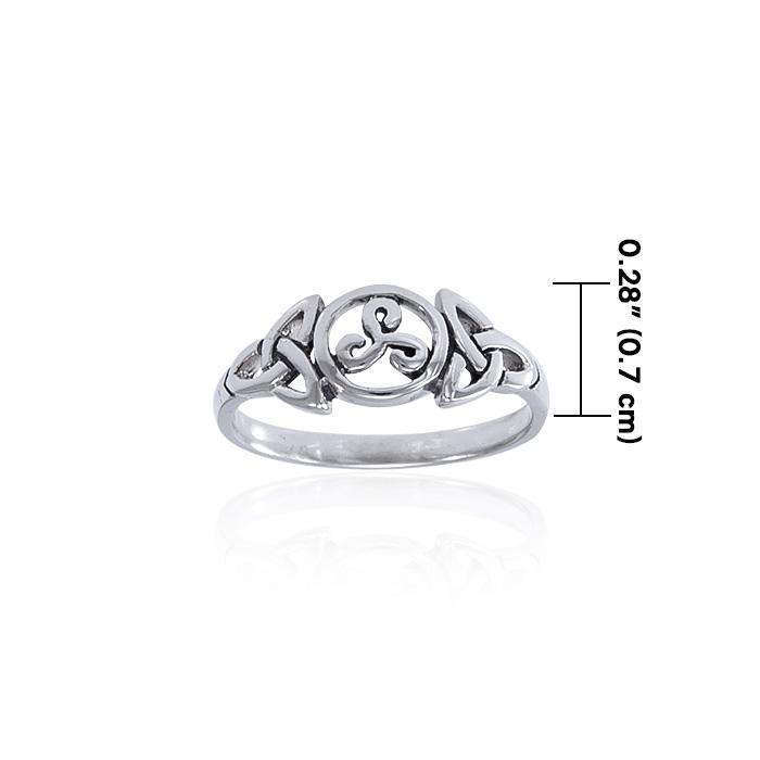 Celtic Trinity Triquetra Triple Spiral Sterling Silver Ring TRI067