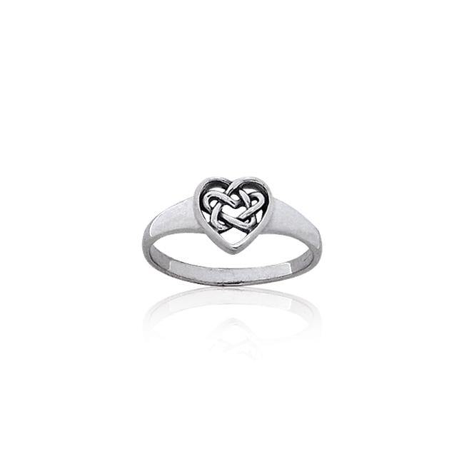 Celtic Heart Knot Sterling Silver Ring TRI074