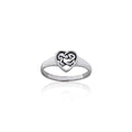 Celtic Heart Knot Sterling Silver Ring TRI074