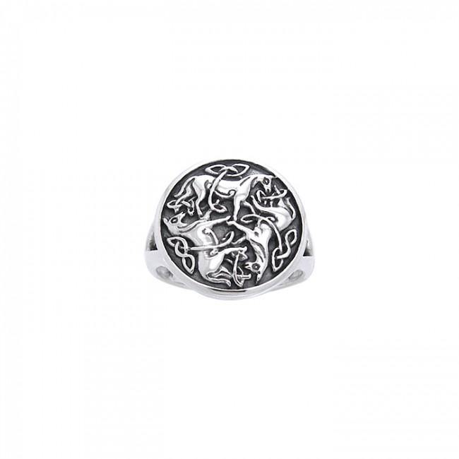Celtic Knotwork Horse Sterling Silver Ring TRI1113