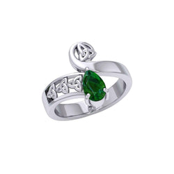The Celtic Trinity Knot Silver Ring with Gemstone TRI1285 | Ring | Wiccan Center
