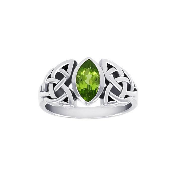 Celtic Trinity Knot Sterling Silver Ring with a Gemstone centerpiece TRI1342