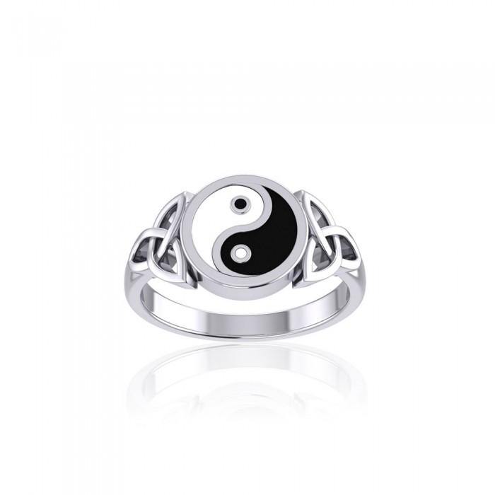 Celtic Yin Yang Triquetra Sterling Silver Ring TRI1390